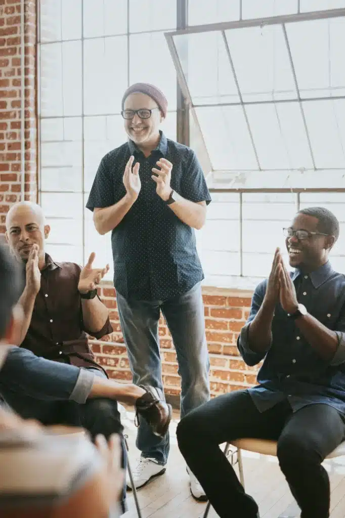 Diverse people in a support group