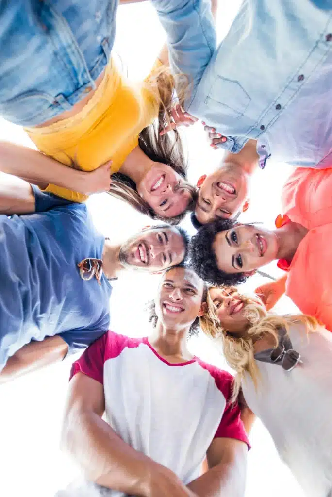 Group of friends having party on a rooftop