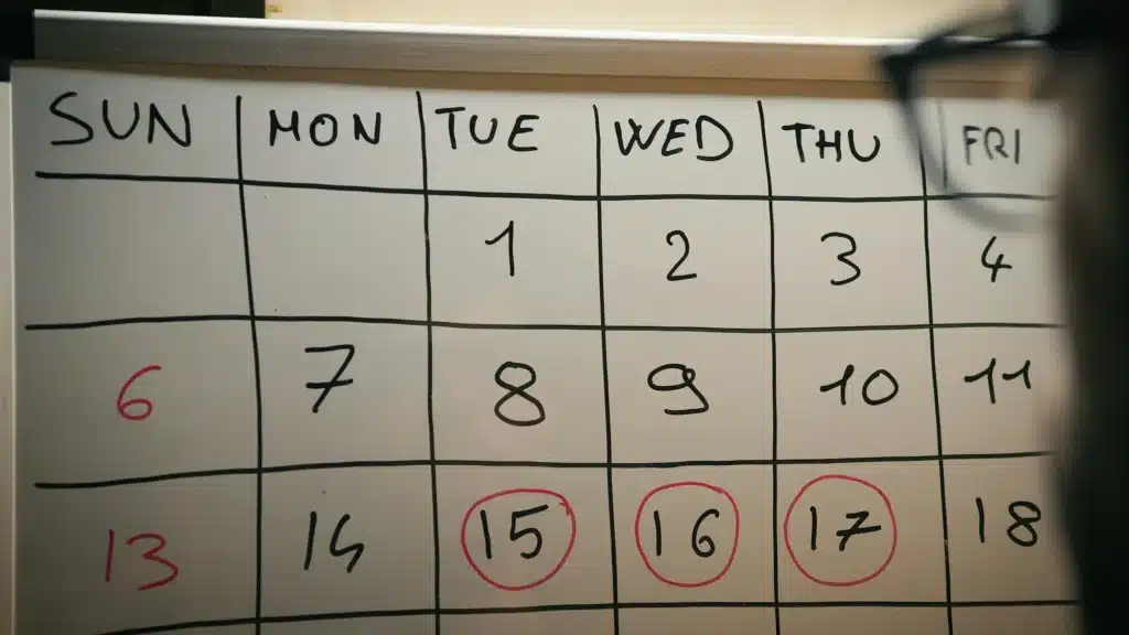 Looking important dates on the numbered calendar