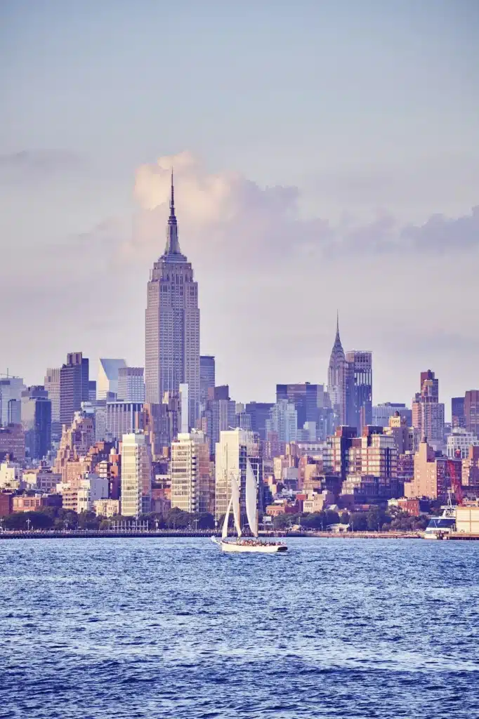 Manhattan seen from New Jersey at sunset, USA