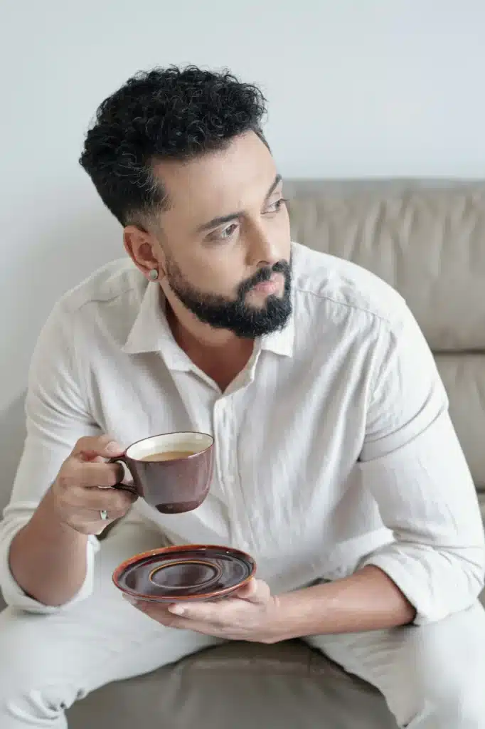 Pensive Man Drinking Coffee