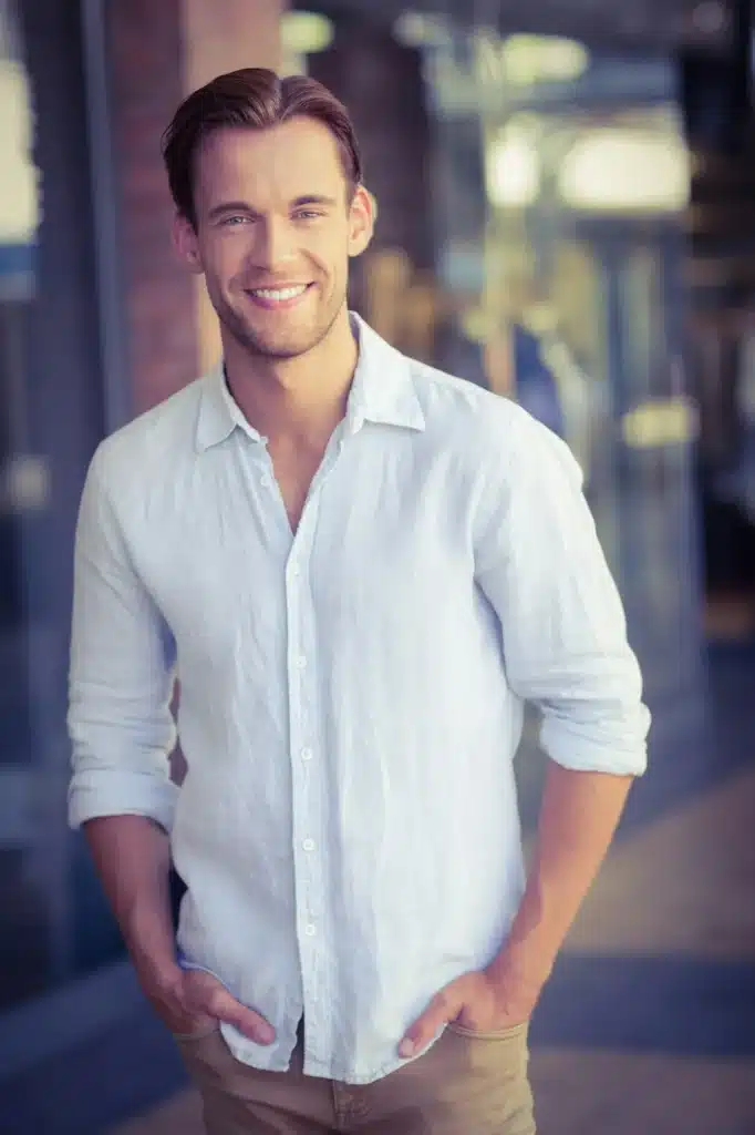 Portrait of happy smiling man at the mall