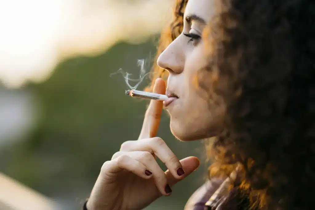 Smoking young woman